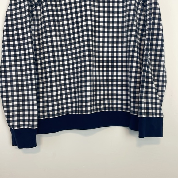 Draper James Natalie Sweatshirt in Navy Blue and White Gingham. Size Large. - Picture 7 of 14